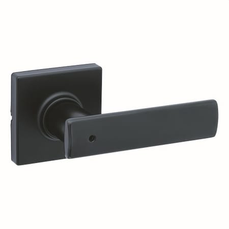 Kwikset Breton Lever with Square Rose Privacy Door Lock with 6AL Latch and RCS Strike Matte Black Finish 300BRNLSQT-514